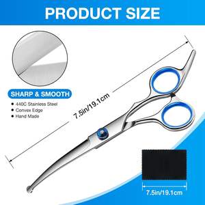 2025 Firelion Gold Dog Grooming Tijeras curvas 6,5/7,0/7,5 pulgadas 440c Tijeras de peluquería de mascotas de borde estrecho hechas de acero inoxidable - Product Image 2