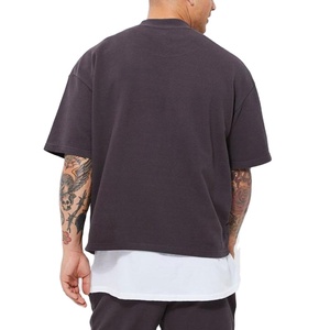 T-shirt oversize coupe carrée 100% coton Streetwear à épaules tombantes pour hommes logo personnalisé t-shirt court uni de qualité de luxe pour hommes - Product Image 1