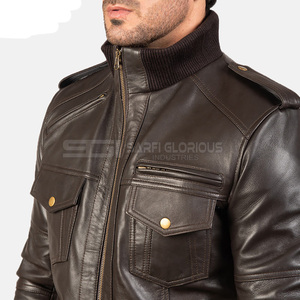 Chaqueta de cuero para hombre con cuello levantado de alta calidad, transpirable y de secado rápido para el invierno, ropa de calle sostenible - Product Image 5
