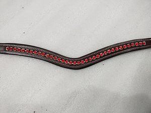 Diadema Clásica de Cuero con Cristales Rojos de 6 mm para Caballo, Piezas de Brida, Impresionantes Cristales - Product Image 4