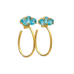 Boucles d'oreilles en argent Sterling 925 en forme de poire, topaze bleue Hydro - Product Image 1