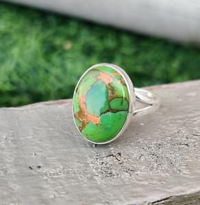 Joyería de piedras preciosas turquesas para mujer, anillo de estilo bohemio de plata, joyería de plata de ley 925, anillo hecho a mano de tendencia, Regalo para mamá - Product Image 2