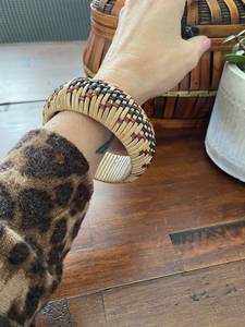 Brazalete de mimbre hecho a mano estilo bohemio, joyería de moda para mujer para fiesta y boda - Product Image 4