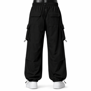 Pantalon cargo ample pour homme, taille élastique avec cordon de serrage, multi-poches, streetwear, pantalon utilitaire, vente en gros OEM - Product Image 2
