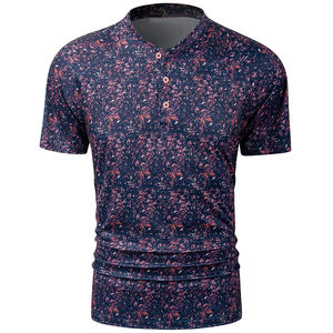 2024 Custom logo Short Sleeve <b>Collarless</b> Polo <b>Shirt</b> Breathable Oversized Graphic Print Golf for <b>Men</b> - Product Image 2