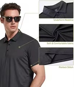 Camiseta de manga corta de LICRA de secado rápido para hombre, camiseta de manga corta de entrenamiento informal que absorbe la humedad, sólida para trabajo de Golf y Golf - Product Image 3