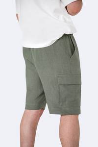 <b>Men's</b> Custom Mid Waist Cotton <b>Shorts</b> Breathable Cargo Side Pockets Solid <b>Pattern</b> Knitted Weaving Drawstring Casual OEM Service - Product Image 2