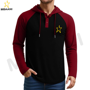 Sweat-shirt à capuche avec col contrastant et cordon de serrage, manches longues, décontracté, sportif, mode pour homme - Product Image 1