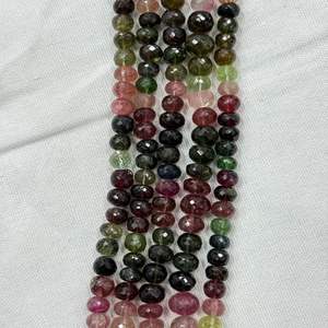 Premium Natural Multi Tourmaline 8mm to 10mm Faceted Rondelle <b>Beads</b> Mix <b>Color</b> for Fine Jewelry Making - Product Image 2