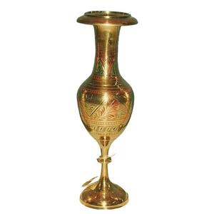 Vase à fleurs en laiton de qualité supérieure avec une belle gravure or et peinture rouge décoration de table finie Vase à fleurs - Product Image 6