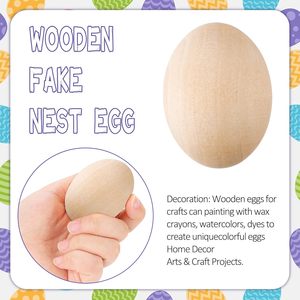 Oeufs de Pâques en bois naturel Oeufs artisanaux en bois non finis pour la décoration de peinture bricolage et les projets d'art pour enfants - Product Image 4
