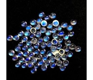 Cabujón de piedra lunar arcoíris de 7mm de calidad AAA, piedra preciosa suelta redonda Natural con efectos ópticos de Fuego Azul - Product Image 3