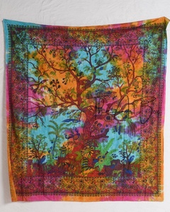 Tapiz de Mandala de algodón 100% hecho a mano, arte colgante de pared Floral para sala de estar, decoración de playa, decoración colgante de pared de playa impresa - Product Image 1