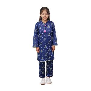 Moda paquistaní niños traje niñas Camisa larga y pantalón conjunto moda ropa de uso diario - Product Image 1