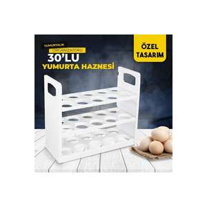 Organizador de huevos Refrigerador Organizador de huevos 30's Estante de 3 niveles Caja de huevos 10x22 Cm - Product Image 6