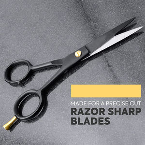 Ciseaux de coiffeur allemands en acier inoxydable de 5 ''avec poignée en céramique ciseaux de toilettage pour barbe moustache couleur noire - Product Image 6