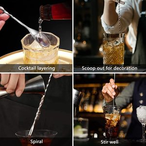 Cuchara de barra agitadora de mezcla de cóctel en espiral larga de acero inoxidable de calidad superior con logotipo personalizado con impresiones de logotipo personalizado - Product Image 6