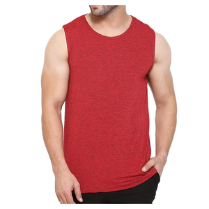 Camiseta sin mangas con tirantes de rendimiento de nailon para hombre, ropa de Fitness de alta demanda, camiseta sin mangas estampada para hombre de tela mezclada - Product Image 1