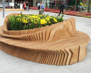 Contemporary Outdoor Wooden <b>Bench</b> With Integrated Planter Eco-Friendly Design - Product Image 6