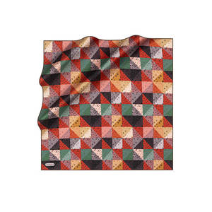 Fashion Red and Black Silk Square Scarf with Geometric Pattern - Product Image 1