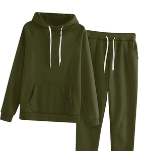 Ensemble de survêtement vert olive foncé avec sweat à capuche et pantalon de jogging pour femme – Tenue décontractée et sportive d'hiver – Vente en gros, usine OEM - Product Image 2