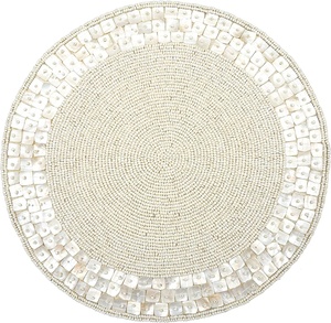 Customized Red and Cream Embroidered Linen Placemats with <b>Glass</b> Beads Wholesale Price Packaged in Carton - Product Image 6