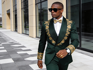 Designer Brown 2 Piece Tuxedo <b>for</b> <b>Men</b> with Gold <b>Floral</b> Embroidery - Product Image 4