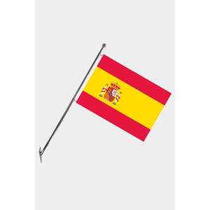 Mástil telescópico de pared para bandera de España, de aluminio y poliéster con impresión digital, 3x5 pies, para agencias de seguros y de viajes - Product Image 1