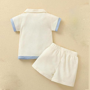 Collection Fantastique : Nouvel Ensemble Décontracté d'Été pour Garçons, 2 Pièces, en Coton Doux, Imprimé Animal, Pantalon Gaufré, Vêtements Courts Amples et Élégants - Product Image 4