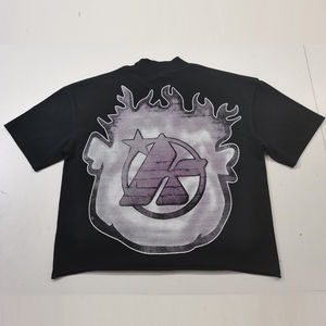 T-shirt personnalisé en coton biologique gaufré de luxe 100 % coton blanc sans couture, coupe ample et courte, style anime, grammage lourd - Product Image 2