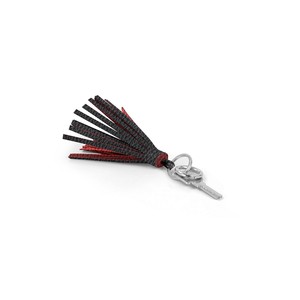 Llavero con borla Negro Rojo Cuero granulado Llavero de cuero de grano completo Cuero genuino de lujo - Product Image 6