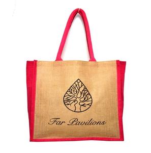 Bolsa de compras de yute impresa con logotipo personalizado ecológico de alta calidad con asa de cuero Cierre de cremallera Regalo de negocios de tamaño mediano - Product Image 3