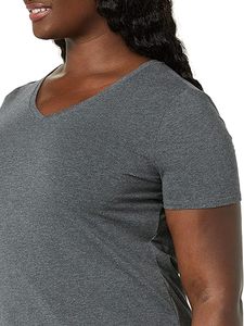 Prix d'usine direct T-shirt pour femmes Couleur unie Col en V Couleur unie T-shirt à manches courtes Vente en gros pour femmes - Product Image 2