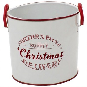 Maceta de patio de pino helado hecha para jardinería de temporada con diseño de metal duradero para verdes de vacaciones y flores de invierno - Product Image 5