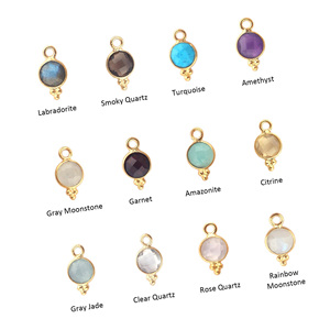 Colgante de piedra natal facetada de 6mm, conjunto de bisel de piedras preciosas redondas chapadas en oro, piedra facetada en ambos lados para joyería hecha a mano - Product Image 3