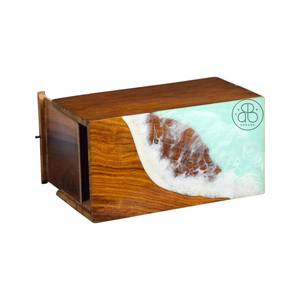 โกศเผาศพโรสวูดทำด้วยมือด้วยเรซินโอเชียนดีไซน์โกศหรือขี้เถ้าของมนุษย์ - Product Image 2