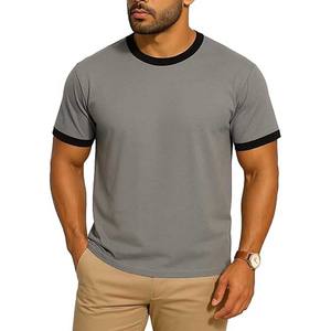 T-Shirt Homme Manches Courtes Froid O-Neck Stretch Séchage Rapide Respirant Sports100 % Coton Ringer T-shirts - Product Image 1
