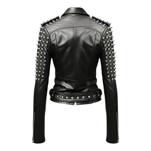 Veste de moto en peau de mouton véritable 100% sur mesure de qualité supérieure pour femmes, coupe-vent, élégante, tendance, avec fonction chauffante pour l'hiver - Product Image 3