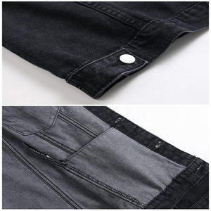 Veste en jean pour homme avec coutures contrastées et tissu durable Veste en jean tendance pour homme avec design minimaliste de couleur unie - Product Image 4