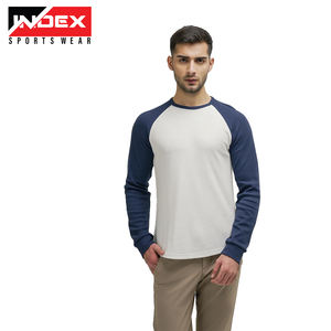 Camisetas de marca de moda de verano para hombre, 250g, línea de contraste raglán de algodón puro, Media manga, estilo callejero americano, punto sólido - Product Image 3