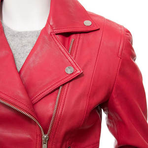 Chaquetas de cuero informales para mujer de calidad superior transpirable cómodo tejido satinado cremallera frontal colores personalizados temporada de otoño - Product Image 4