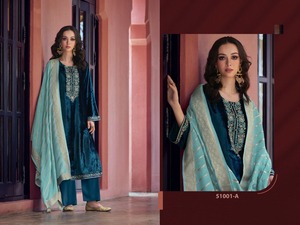 Trajes de terciopelo para mujer de primera clase y Dupatta de viscosa con acabado suave y bordado elegante perfecto para uso funcional y de fiesta - Product Image 2