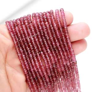 Perles de tourmaline rose naturelle facettées en forme de rondelle, 3,5-4 mm, pour la fabrication de bijoux, pierres précieuses en vrac - Product Image 2