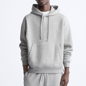Sweat à capuche en éponge française pour hommes avec logo personnalisé en gros poids lourd 100% coton uni surdimensionné pour l'hiver - Product Image 5