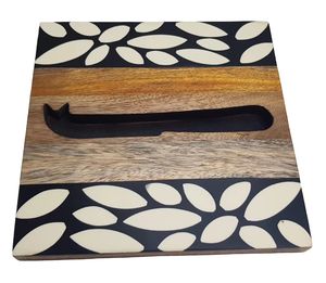 Tabla de cortar queso para servir cáscara de Pizza de madera y resina de acacia, tablas de cortar de madera con asa - Product Image 1