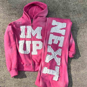 ชุดวอร์มกางเกงผ้าฟลีซแบบมีซิปสำหรับผู้ชายผู้หญิงชุดวอร์มแบบมีฮู้ดผ้าปะติดแบบแนบเนื้อสำหรับฤดูหนาวออกแบบได้ตามต้องการ - Product Image 1