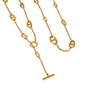 Collier en acier inoxydable plaqué or 18 carats avec maillons en forme de nez de cochon, fermoir OT, chaîne de pull à pampilles pour <span class=keywords><strong>femme</strong></span>, bijoux inaltérables - Product Image 6
