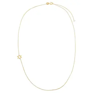 Hot Selling 925 Sterling Silver 14K/18K Gold Plated Vermeil Fine Jewelry Solid Sideways Star Of David Charm Necklace for Women