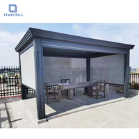 Pergola motorisée TIMESTILL en alliage d'aluminium rétractable à lames orientables 3x3, imperméable et résistante à la corrosion, avec structure thermolaquée