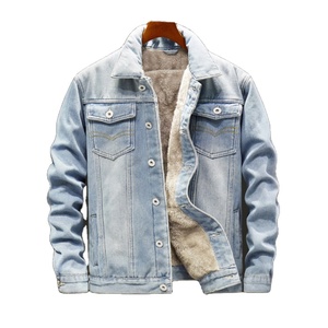 Venta al por mayor de otoño al aire libre Casual hombres chaqueta de mezclilla a prueba de viento de talla grande Stand Collar Front Logo - Product Image 2